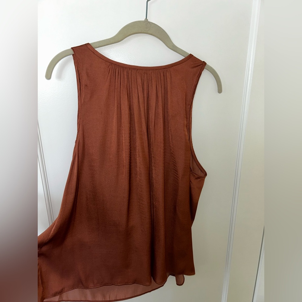 Anthropologie Elegant Brown scoop-back blouse